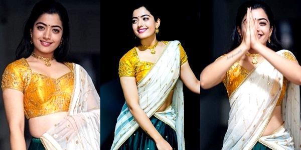 Beautiful Rashmika Mandanna Traditional Saree Photos | klapboardpost