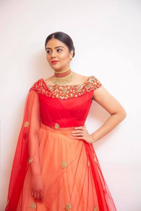 Sreemukhi Looking Beautiful In Red 1