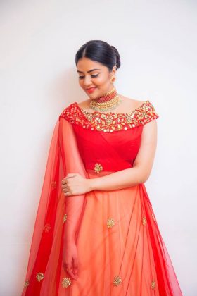 Sreemukhi Looking Beautiful In Red 4