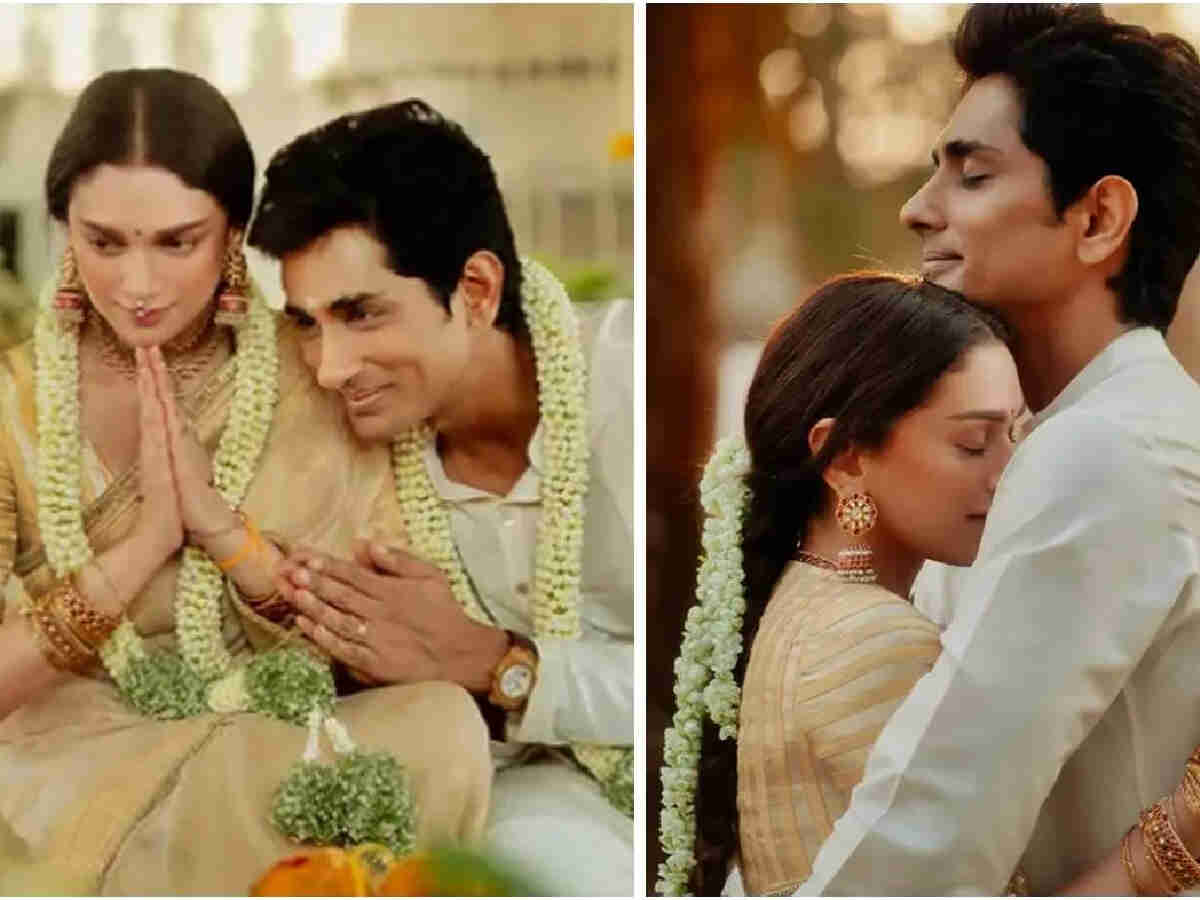 Aditi Rao Hydari and Siddharth tie the knot in traditional South Indian wedding. See Pics 